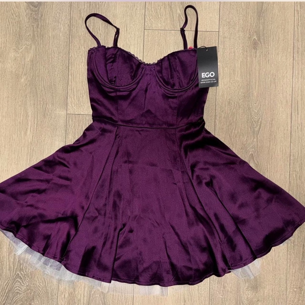 EGO Deep Purple Satin Dress
